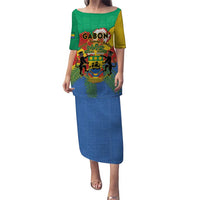 Personalised Gabon Puletasi Coat Of Arms With African Pattern