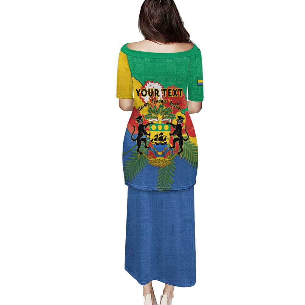 Personalised Gabon Puletasi Coat Of Arms With African Pattern
