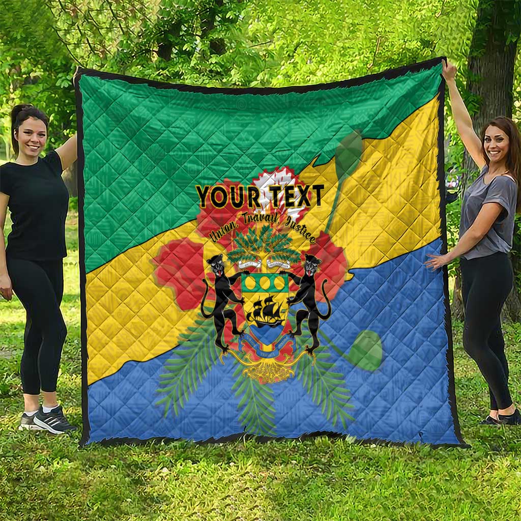 Personalised Gabon Quilt Coat Of Arms With African Pattern - Wonder Print Shop