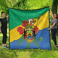 Personalised Gabon Quilt Coat Of Arms With African Pattern - Wonder Print Shop
