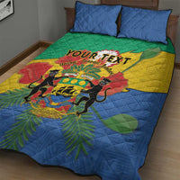 Personalised Gabon Quilt Bed Set Coat Of Arms With African Pattern - Wonder Print Shop