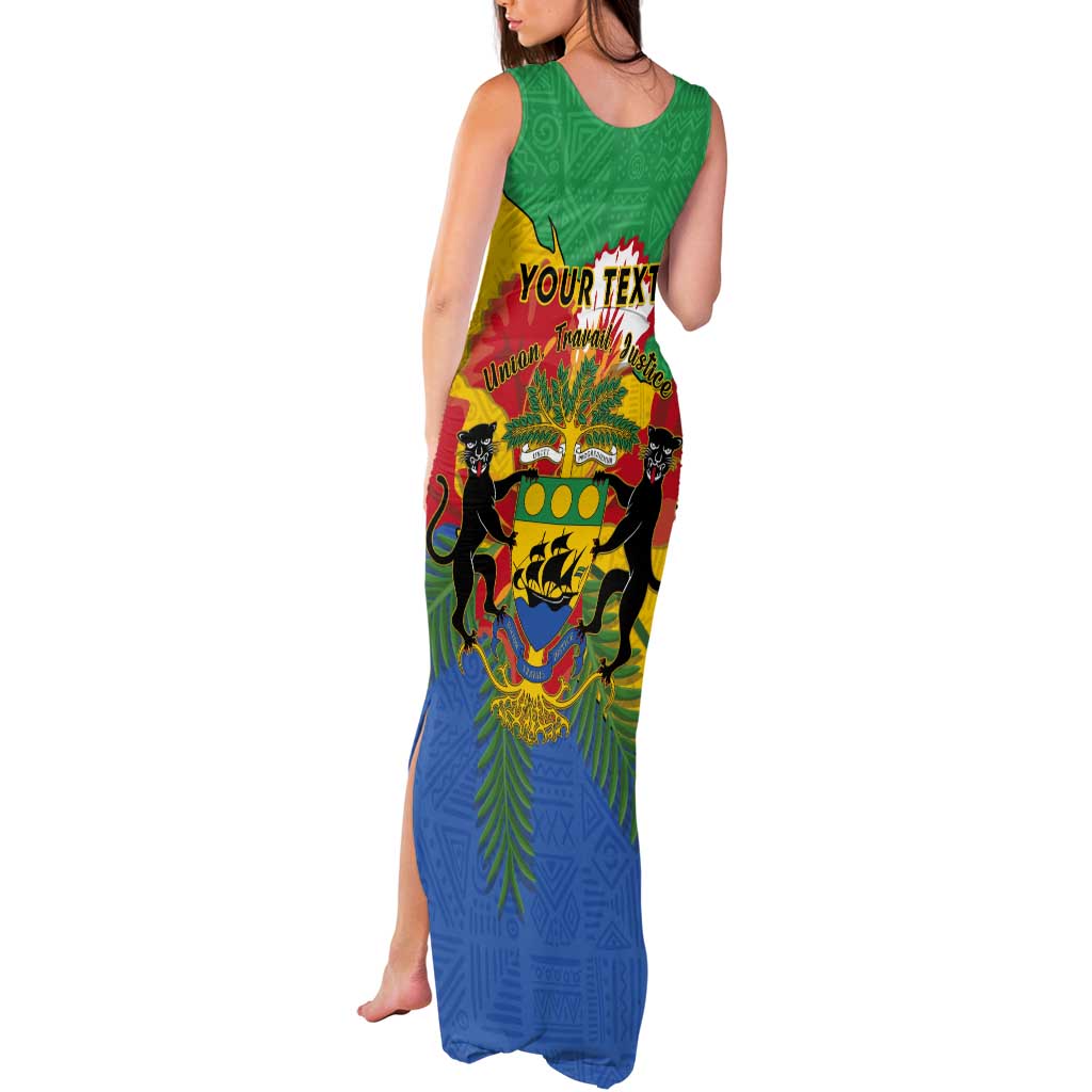 Personalised Gabon Tank Maxi Dress Coat Of Arms With African Pattern - Wonder Print Shop