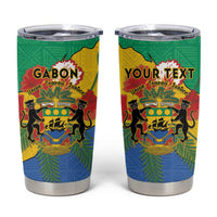 Personalised Gabon Tumbler Cup Coat Of Arms With African Pattern - Wonder Print Shop