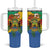 Personalised Gabon Tumbler With Handle Coat Of Arms With African Pattern - Wonder Print Shop