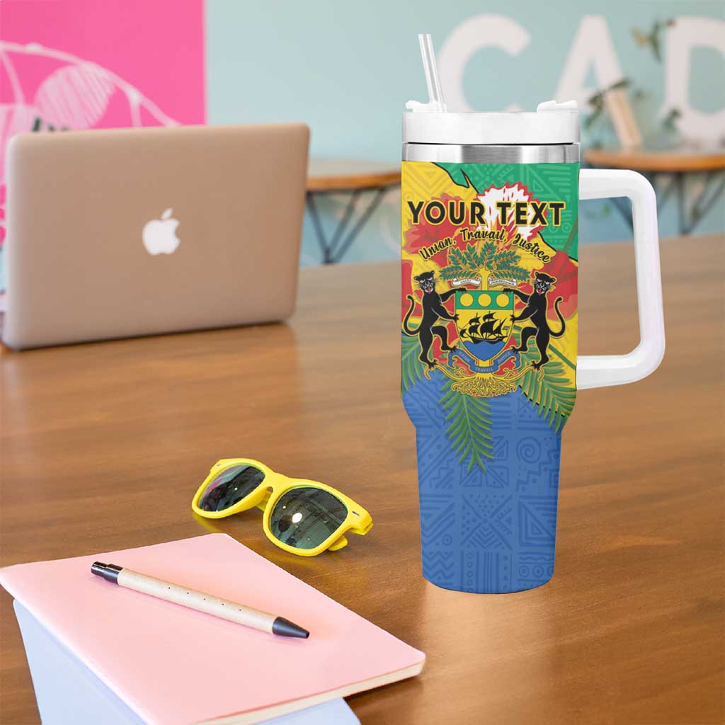 Personalised Gabon Tumbler With Handle Coat Of Arms With African Pattern - Wonder Print Shop