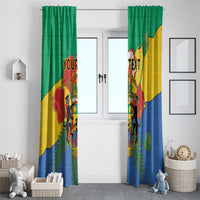Personalised Gabon Window Curtain Coat Of Arms With African Pattern - Wonder Print Shop