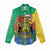 Personalised Gabon Women Casual Shirt Coat Of Arms With African Pattern - Wonder Print Shop