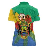 Personalised Gabon Women Polo Shirt Coat Of Arms With African Pattern - Wonder Print Shop