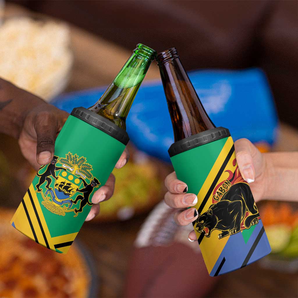 Gabon Black Panther 4 in 1 Can Cooler Tumbler Coat Of Arms