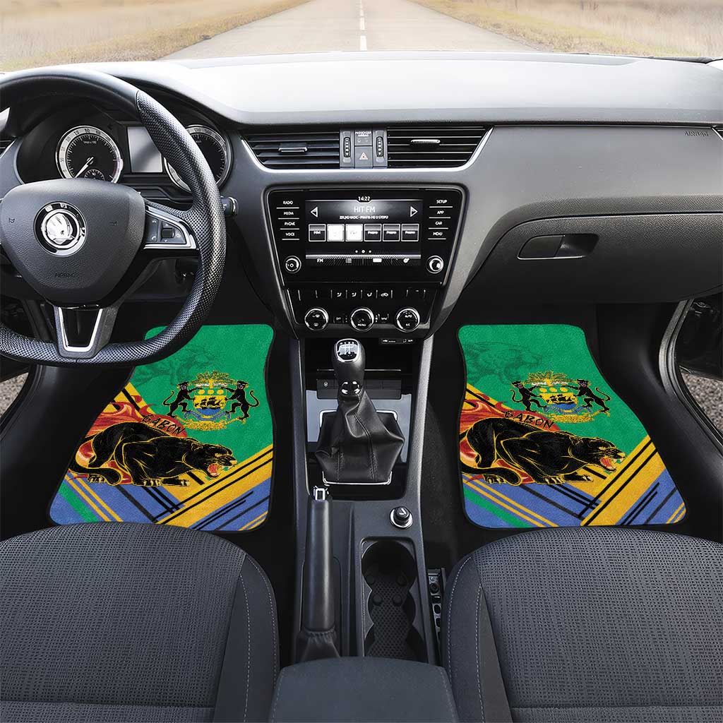 Gabon Black Panther Car Mats Coat Of Arms
