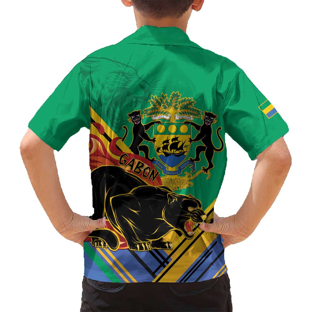Gabon Black Panther Family Matching Puletasi and Hawaiian Shirt Coat Of Arms