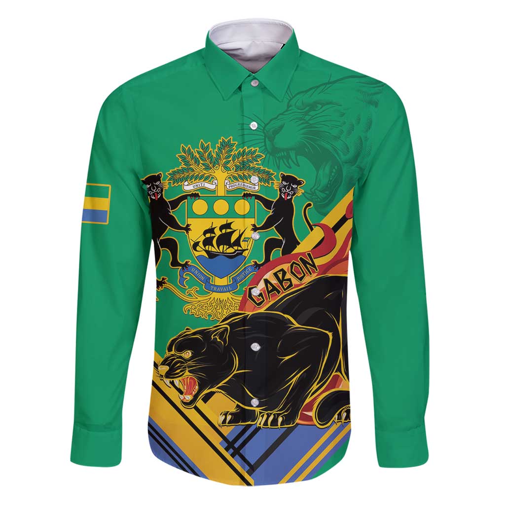 Gabon Black Panther Family Matching Puletasi and Hawaiian Shirt Coat Of Arms
