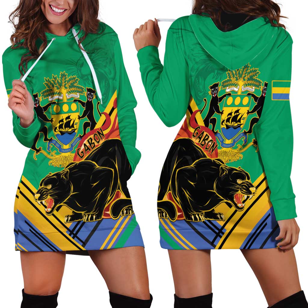 Gabon Black Panther Hoodie Dress Coat Of Arms