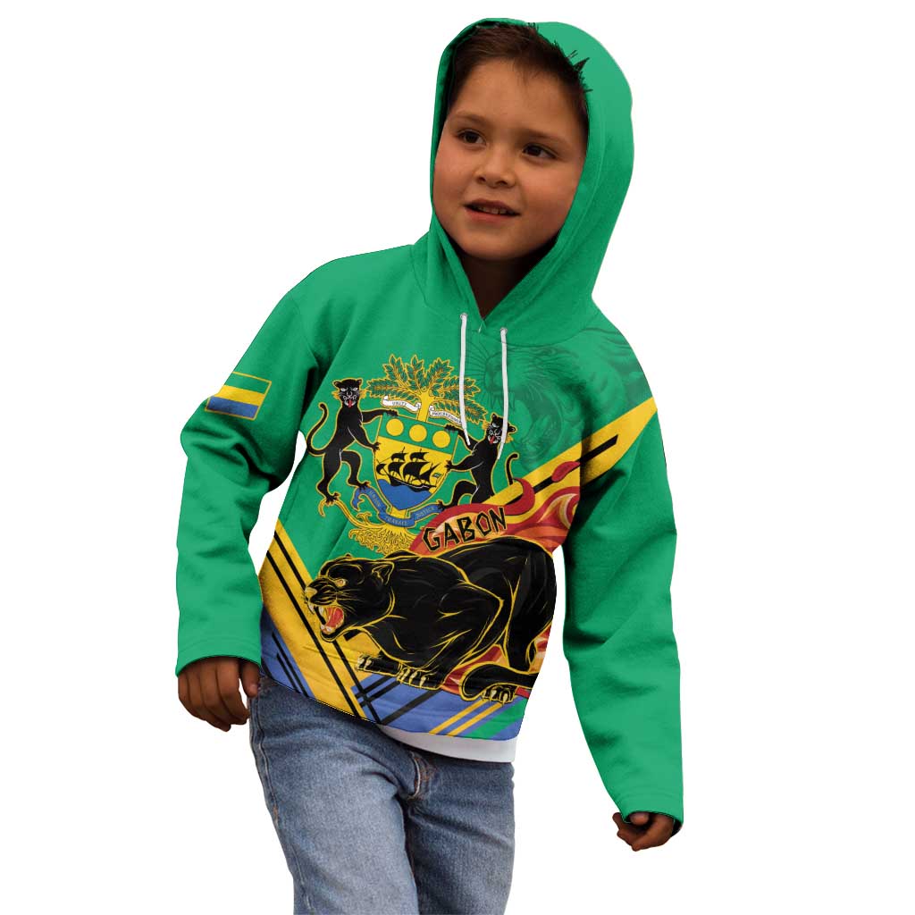 Gabon Black Panther Kid Hoodie Coat Of Arms