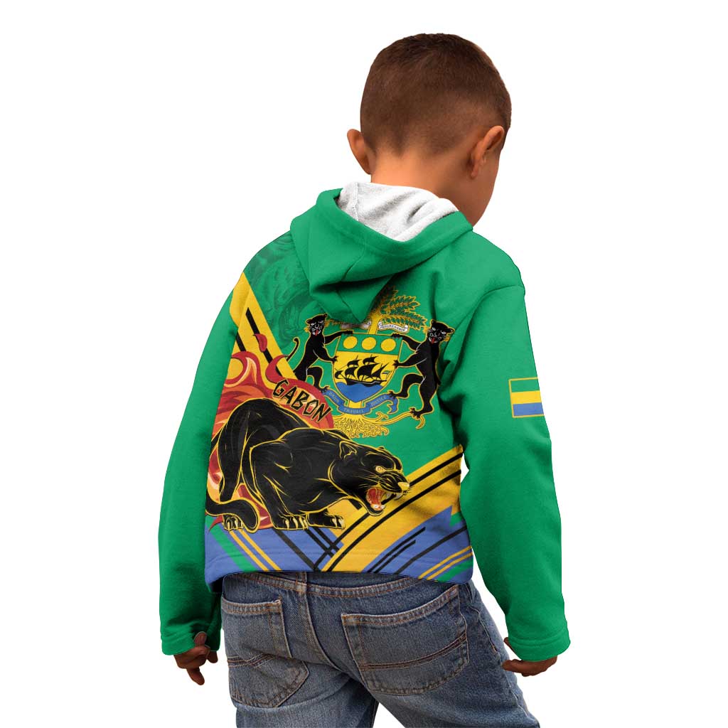 Gabon Black Panther Kid Hoodie Coat Of Arms