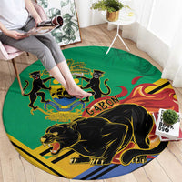 Gabon Black Panther Round Carpet Coat Of Arms - Wonder Print Shop