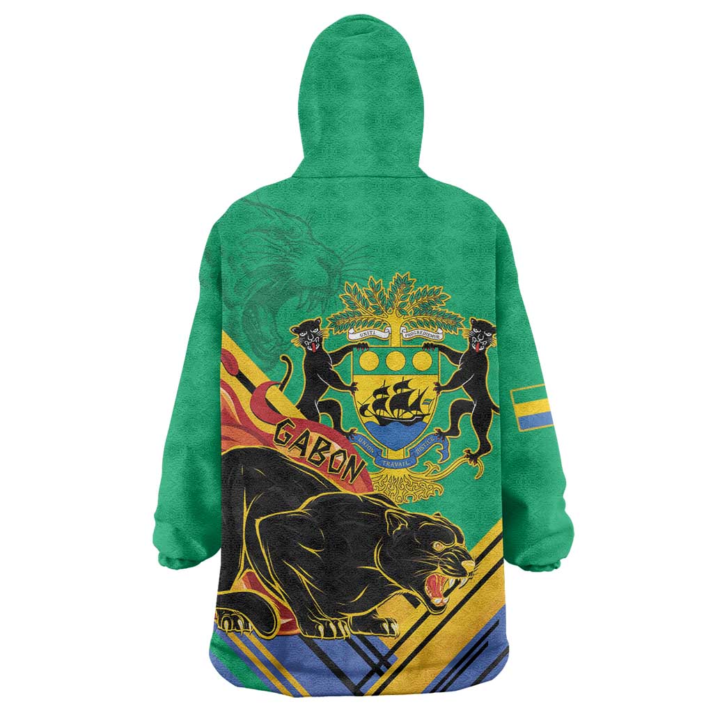Gabon Black Panther Wearable Blanket Hoodie Coat Of Arms - Wonder Print Shop
