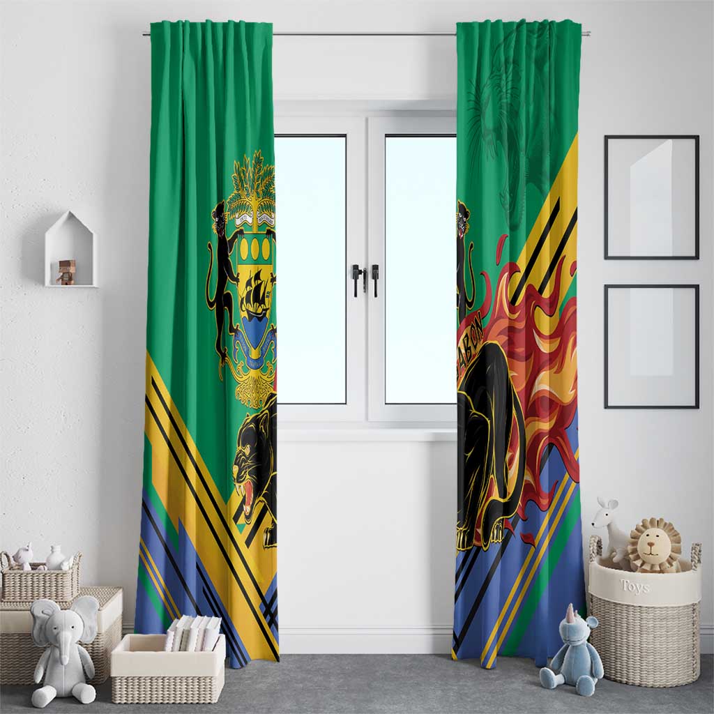 Gabon Black Panther Window Curtain Coat Of Arms - Wonder Print Shop