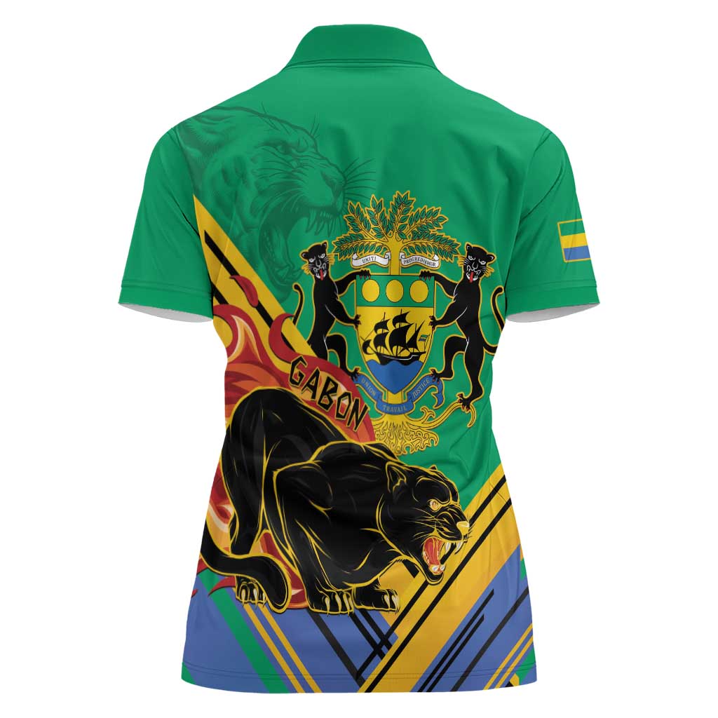 Gabon Black Panther Women Polo Shirt Coat Of Arms - Wonder Print Shop