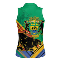 Gabon Black Panther Women Sleeveless Polo Shirt Coat Of Arms - Wonder Print Shop