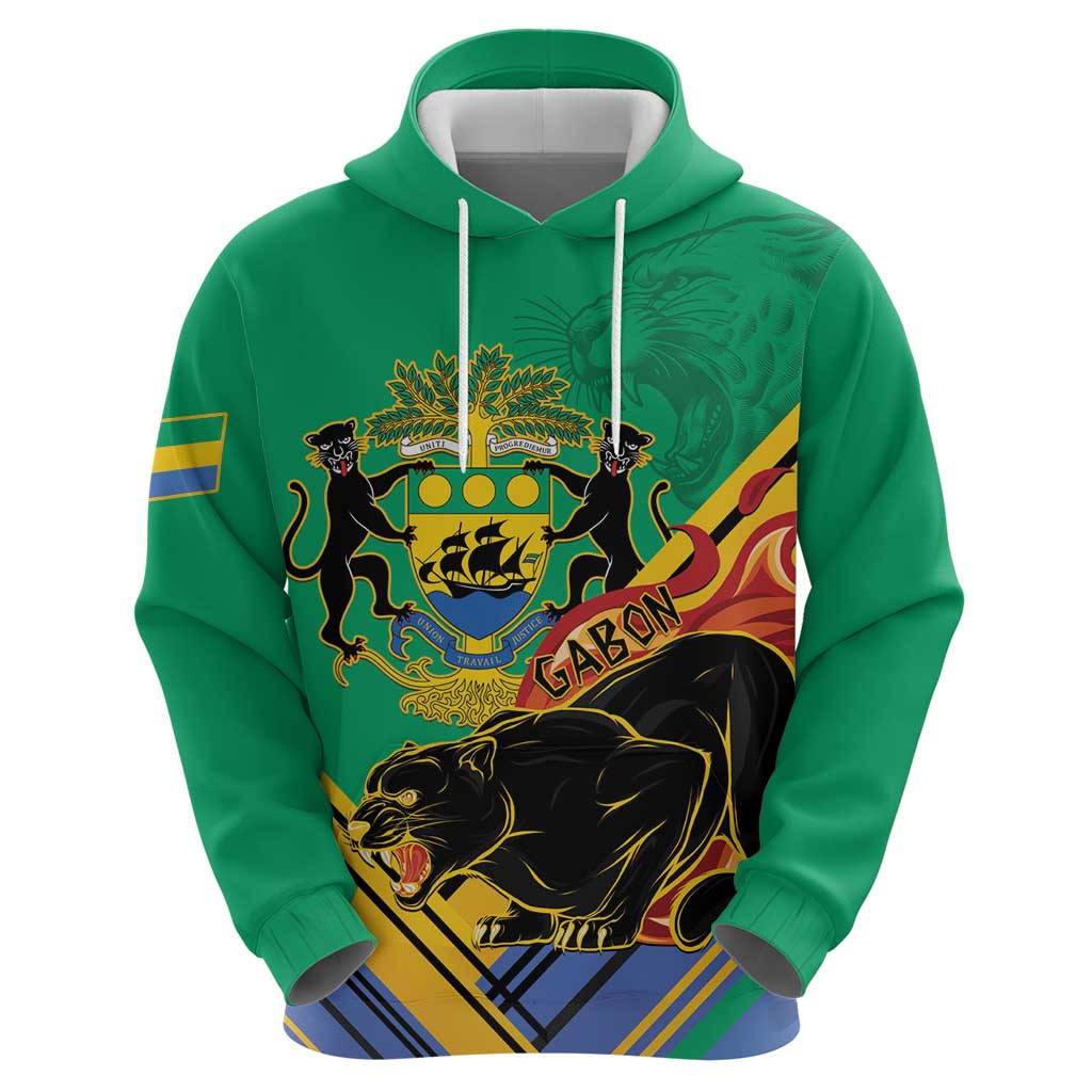 Gabon Black Panther Zip Hoodie Coat Of Arms - Wonder Print Shop