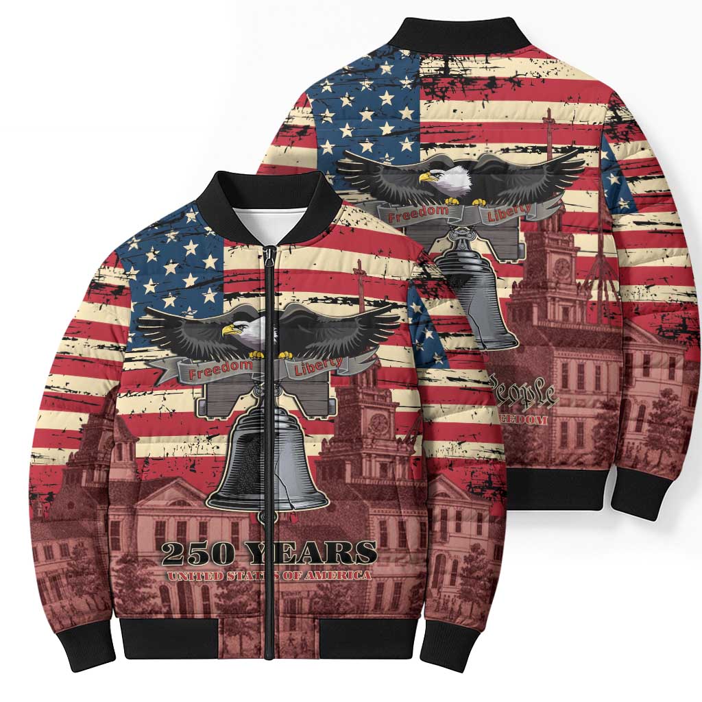 Liberty Bell 250 Years Bomber Puffer Jacket United States of America