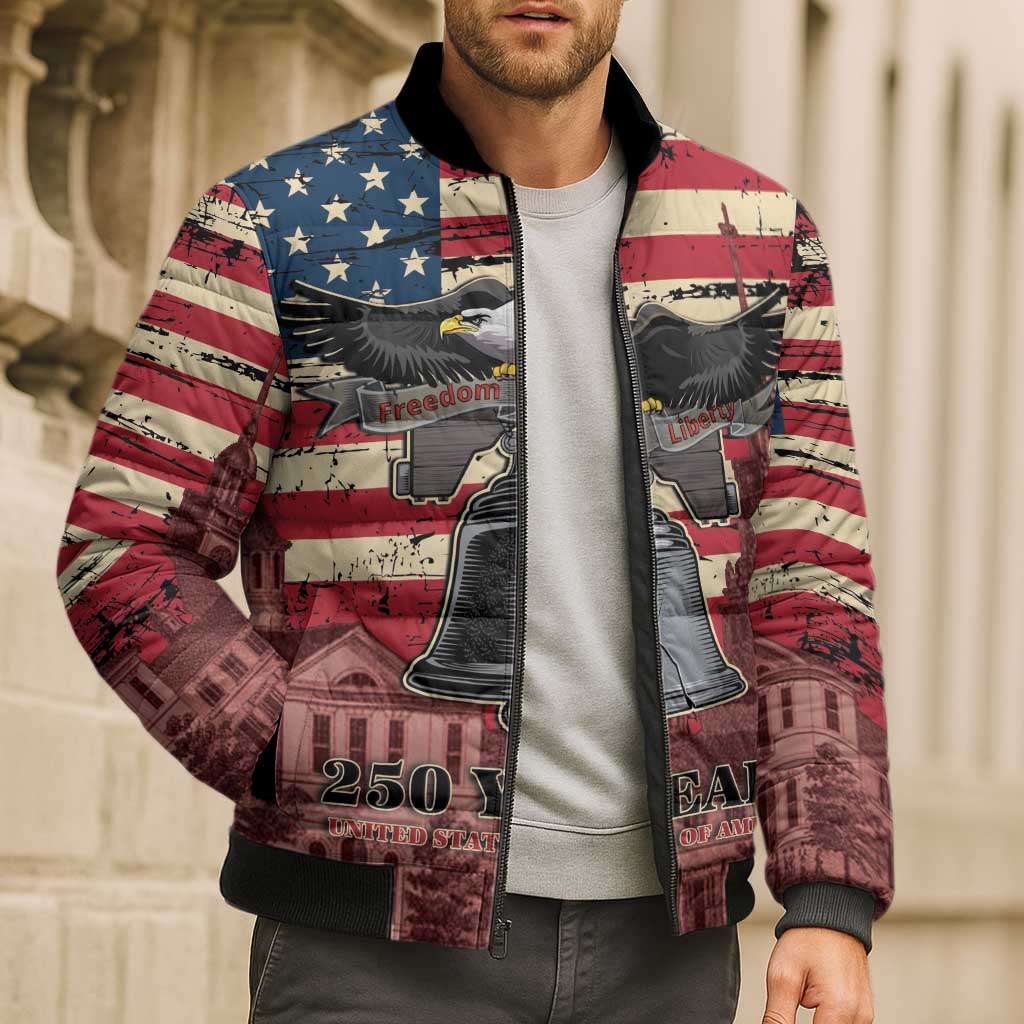 Liberty Bell 250 Years Bomber Puffer Jacket United States of America