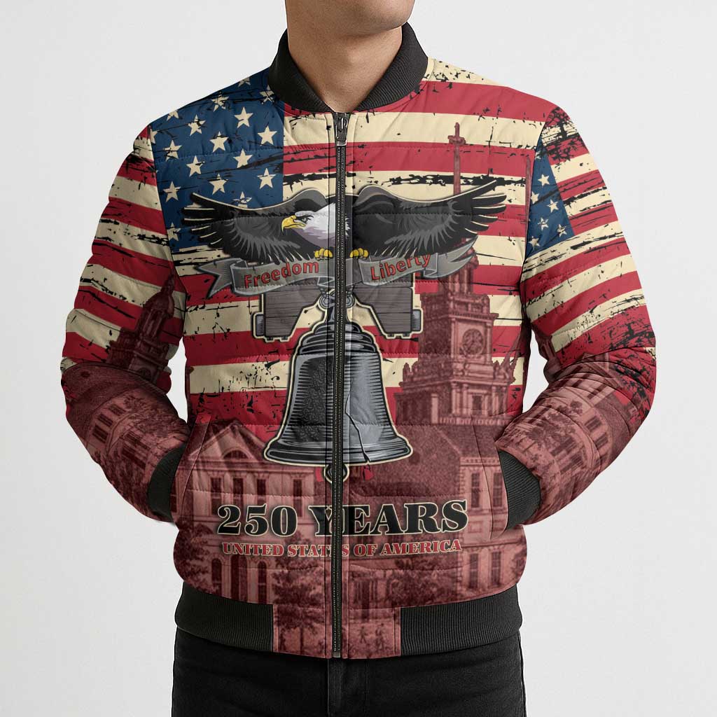 Liberty Bell 250 Years Bomber Puffer Jacket United States of America