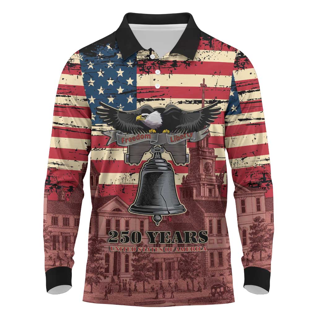 Liberty Bell 250 Years Long Sleeve Polo Shirt United States of America