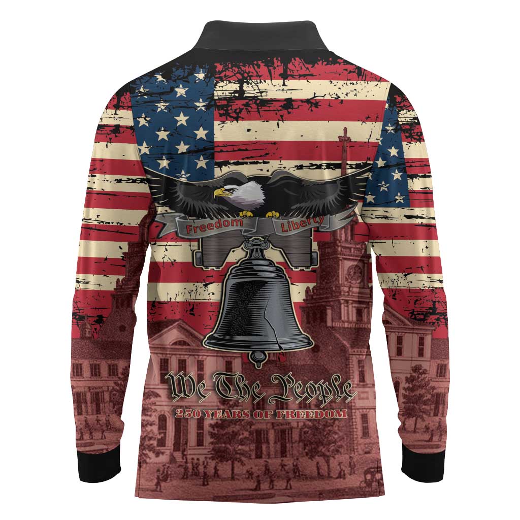 Liberty Bell 250 Years Long Sleeve Polo Shirt United States of America