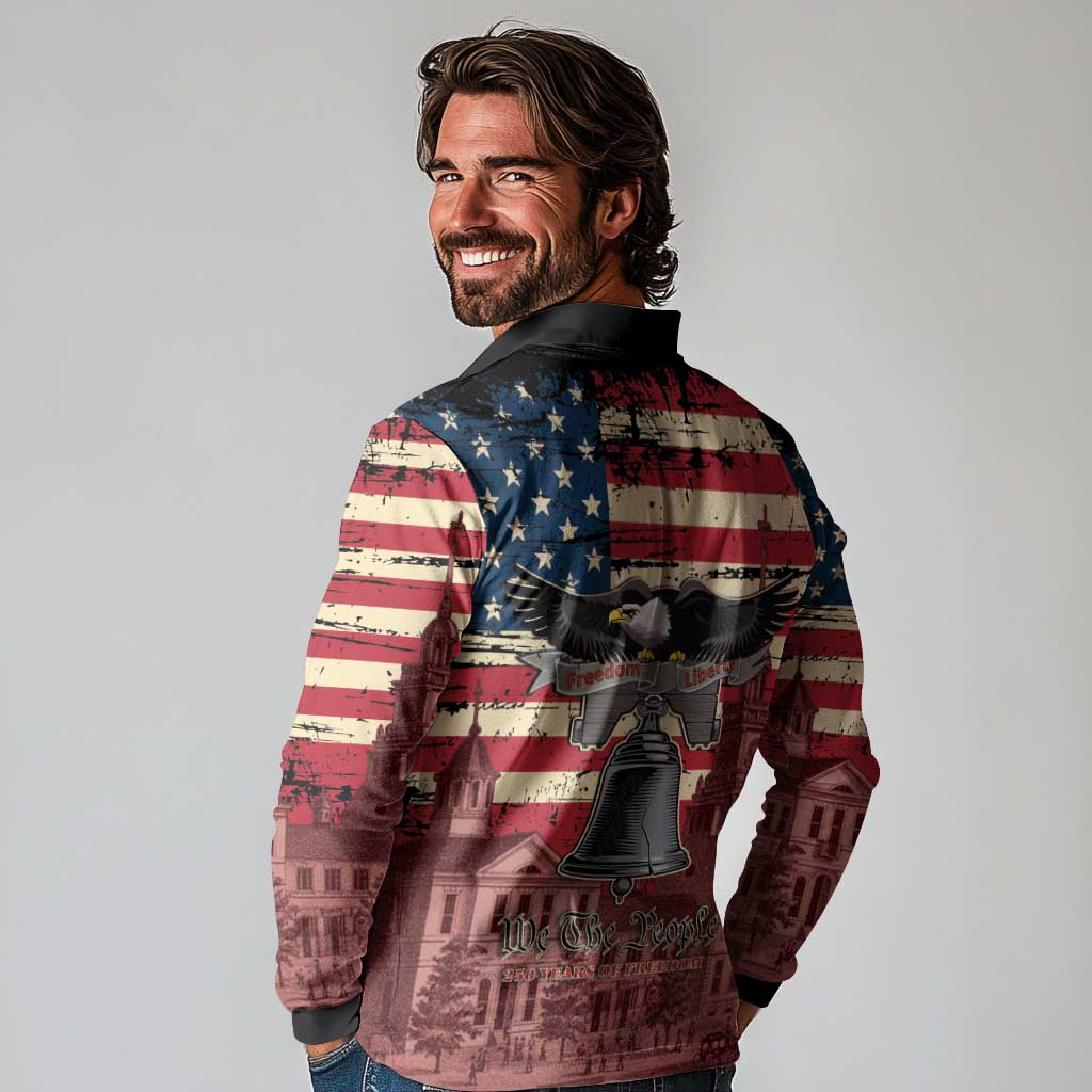 Liberty Bell 250 Years Long Sleeve Polo Shirt United States of America