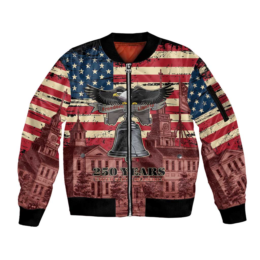 Liberty Bell 250 Years Sleeve Zip Bomber Jacket United States of America