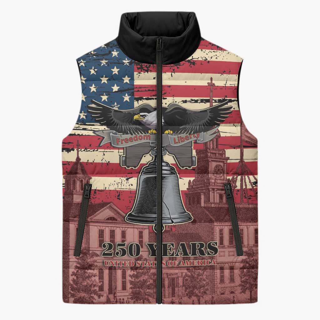 Liberty Bell 250 Years Sleeveless Puffer Jacket United States of America