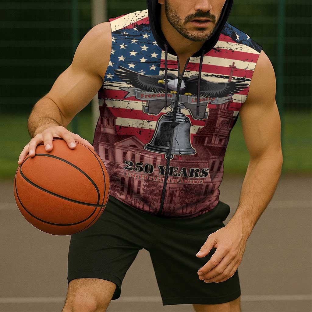 Liberty Bell 250 Years Sleeveless Zip Hoodie United States of America
