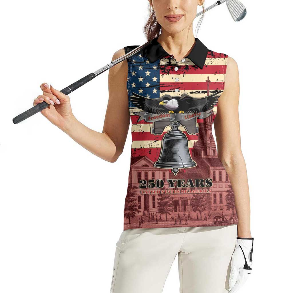 Liberty Bell 250 Years Women Sleeveless Polo Shirt United States of America