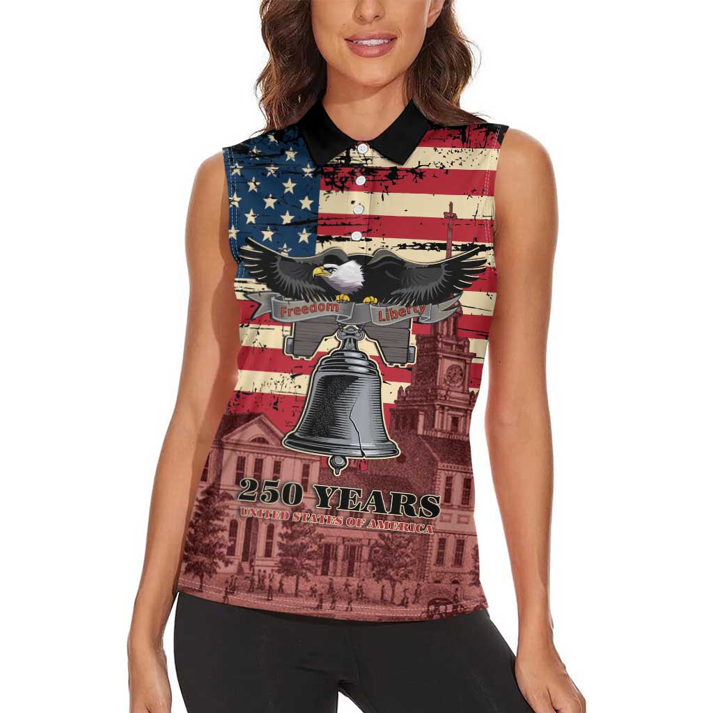 Liberty Bell 250 Years Women Sleeveless Polo Shirt United States of America