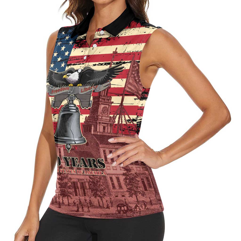 Liberty Bell 250 Years Women Sleeveless Polo Shirt United States of America