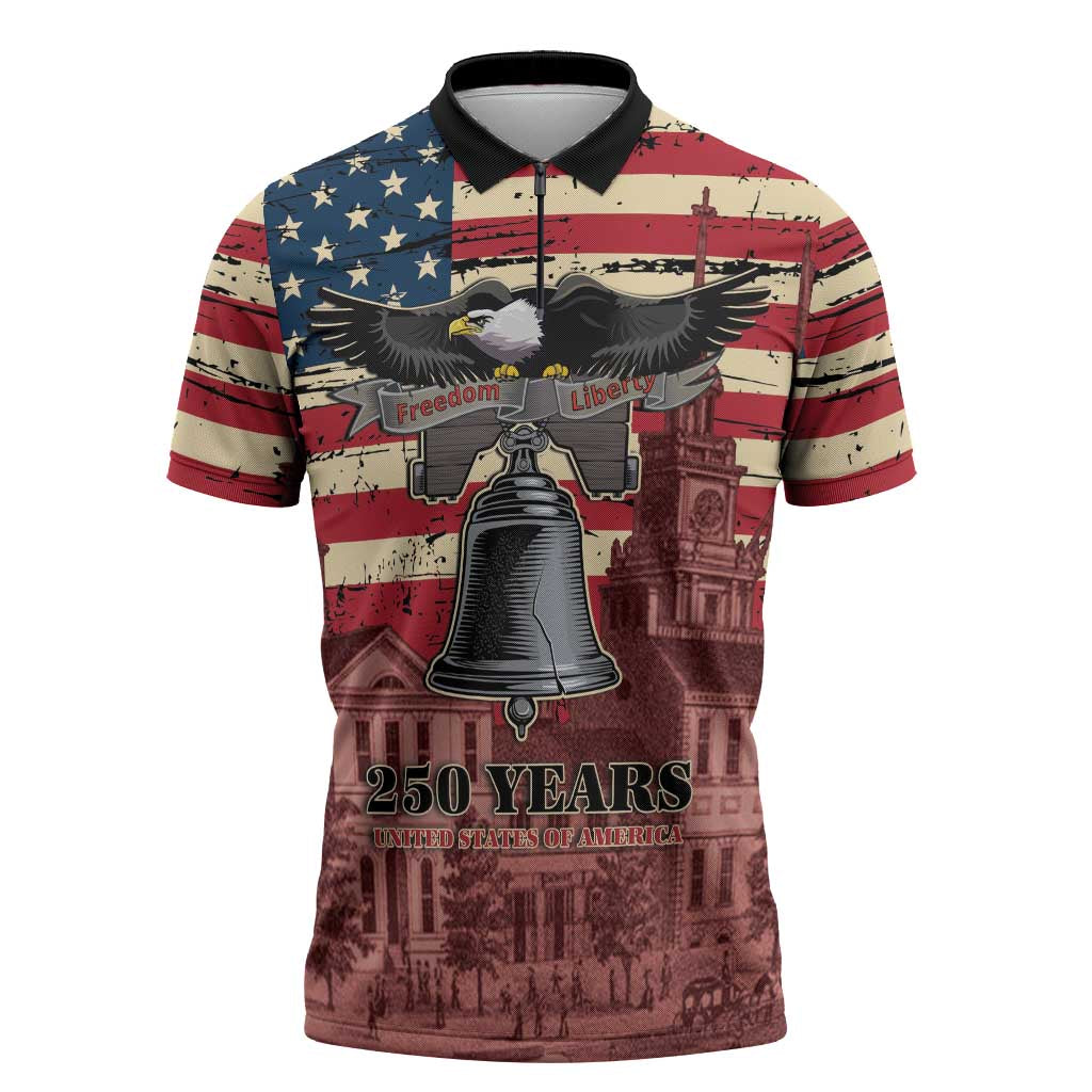 Liberty Bell 250 Years Zipper Polo Shirt United States of America