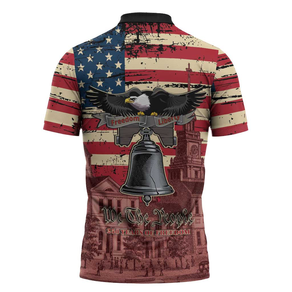 Liberty Bell 250 Years Zipper Polo Shirt United States of America