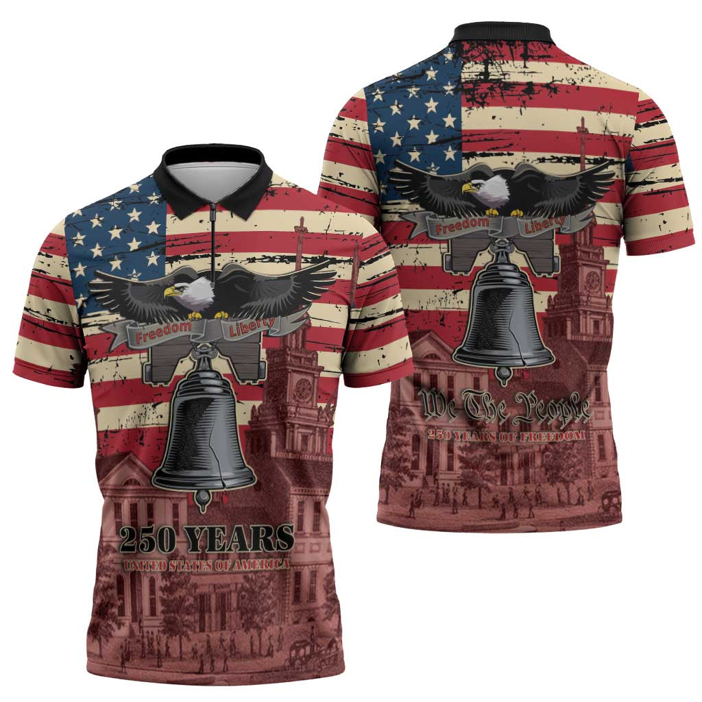 Liberty Bell 250 Years Zipper Polo Shirt United States of America
