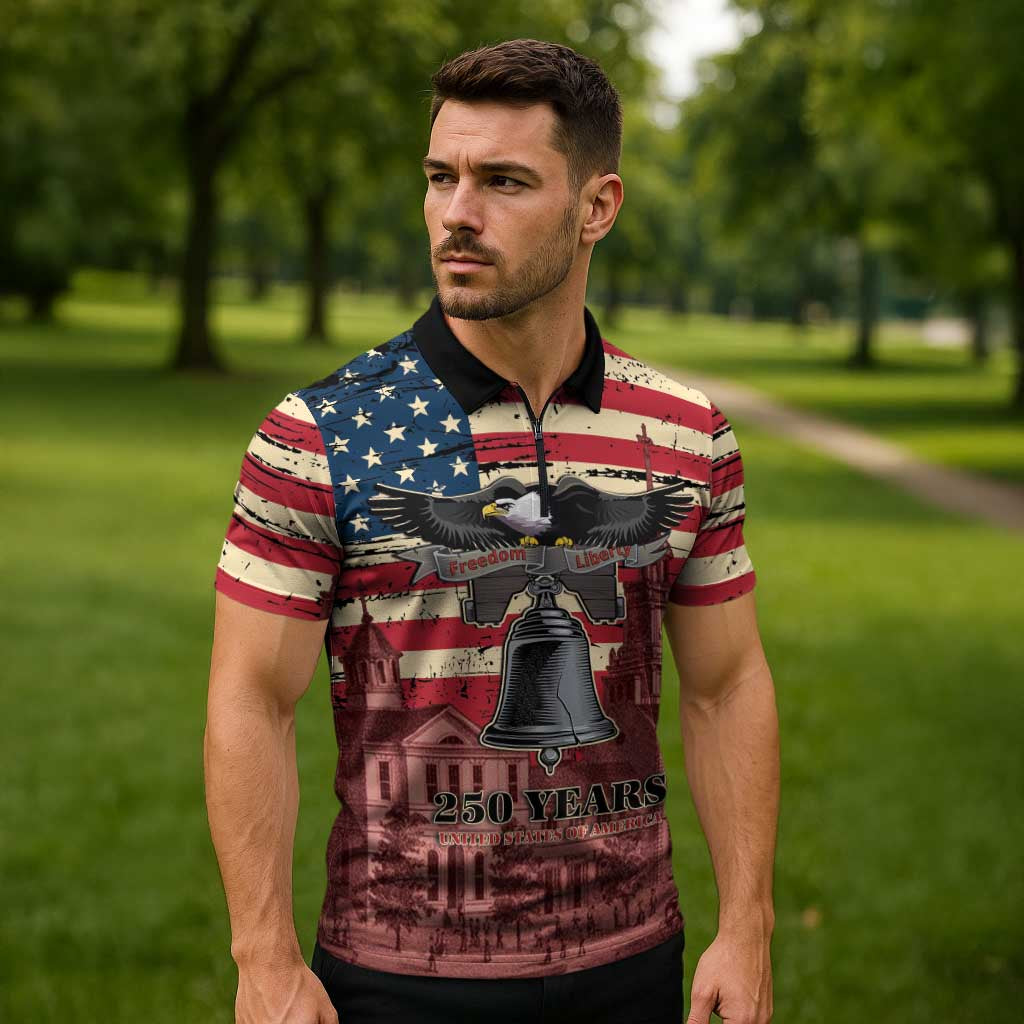 Liberty Bell 250 Years Zipper Polo Shirt United States of America