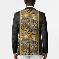 African Tribal Heritage Blazer Black Gold Pattern