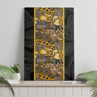African Tribal Heritage Canvas Wall Art Black Gold Pattern