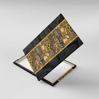African Tribal Heritage Canvas Wall Art Black Gold Pattern