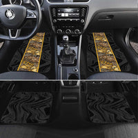 African Tribal Heritage Car Mats Black Gold Pattern