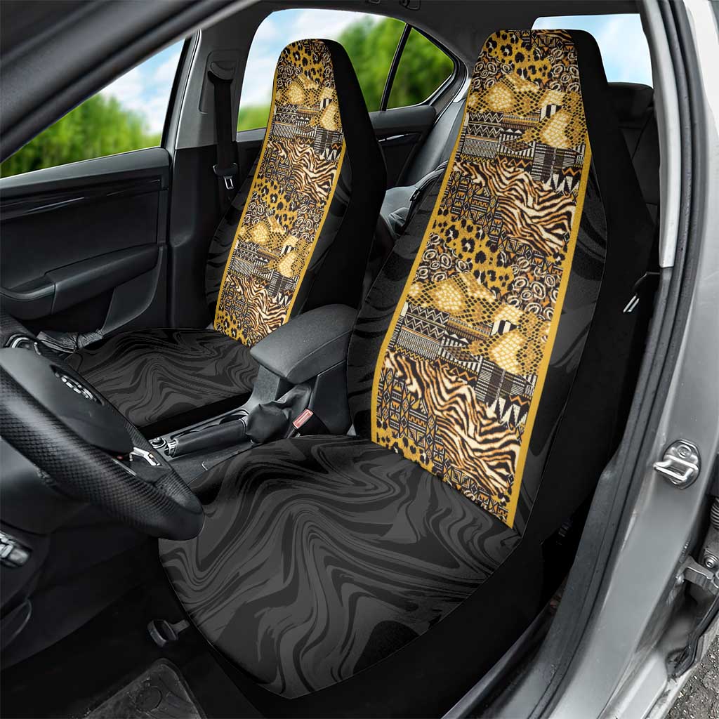 African Tribal Heritage Car Seat Cover Black Gold Pattern