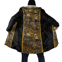 African Tribal Heritage Cloak Black Gold Pattern