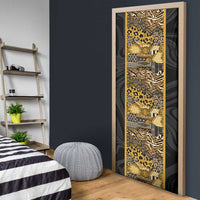 African Tribal Heritage Door Cover Black Gold Pattern