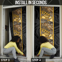 African Tribal Heritage Door Cover Black Gold Pattern