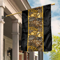 African Tribal Heritage Garden Flag Black Gold Pattern